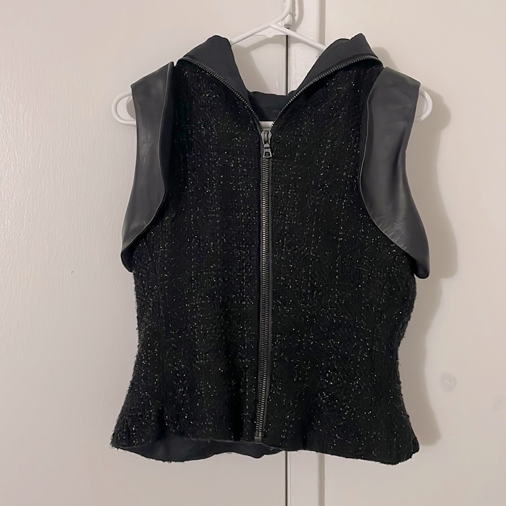 ALEXIS, Tweed hooded vest, Black, S